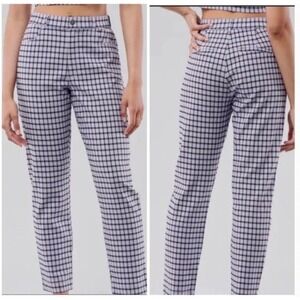 Hollister Ultra High-Rise Purple Black Plaid Stretch Tapered Pants Size Small